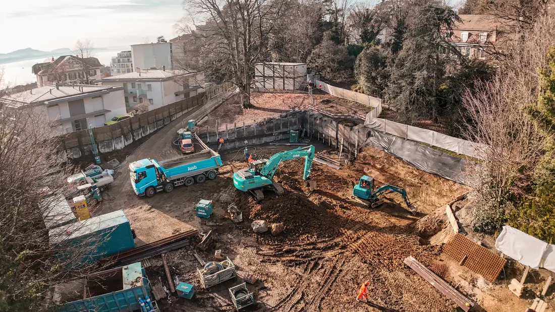 Chantier d’un projet immobilier vu du ciel